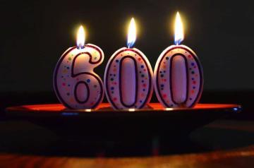 Candle showing number 600