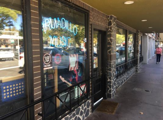 Armadillo Music storefront, September 2022