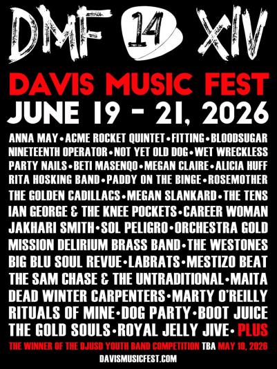 Davis Music Festival bands_black & red graphic