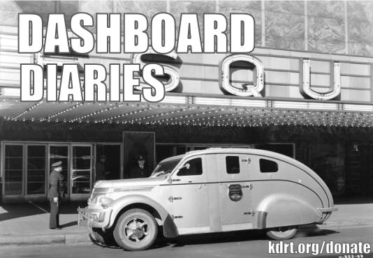 Vintage photo of an armored car with Dashboard Diaries title