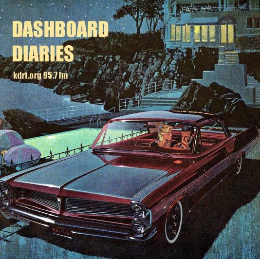 Vintage car at night under a mid-century modern hous on the coast