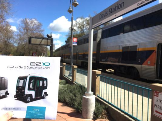 A self-driving shuttle is proposed for a route between the Davis train station and UC Davis