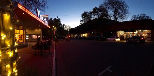 Downtown Davis at night