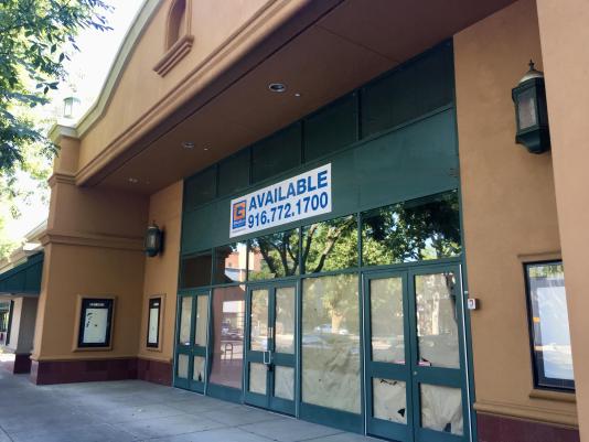 Former movie theater on G Street in Davis, CA July 2024