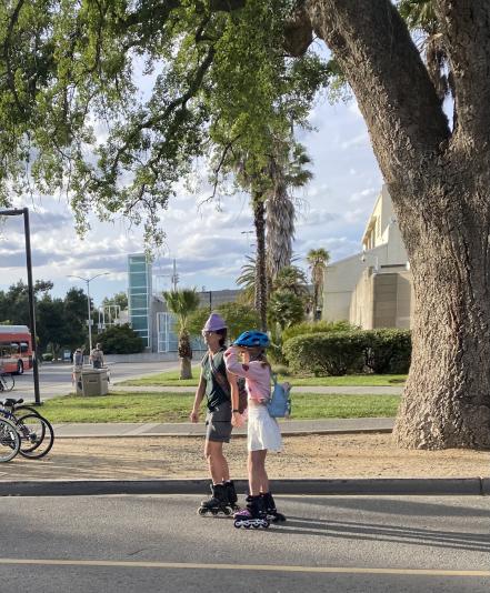 Mother and daughter take the day to rollerskate