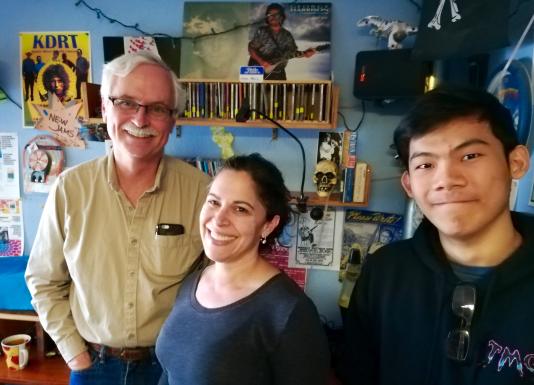Rebecca Plack and Jerry Yen, in the studio with host Bill Buchanan