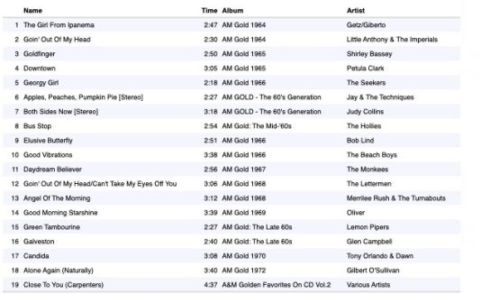 1964-1972 songs