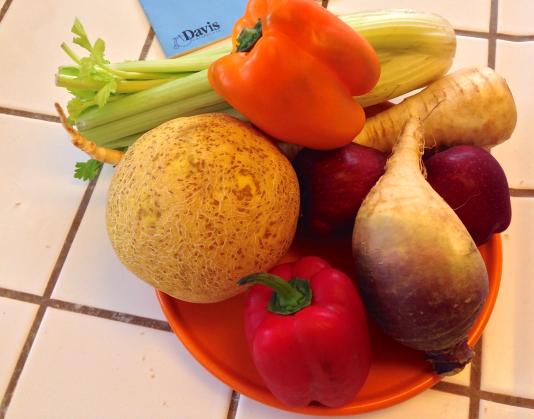 fruits and vegetables on a plate