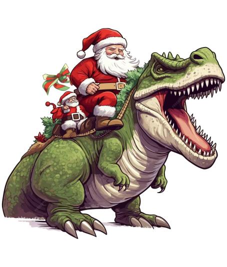 santa on dinosaur