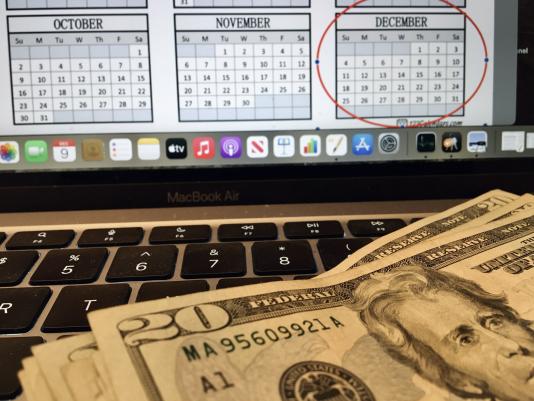 dollars and calendar