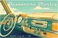 Vintage car dashboard with "Dashboard Diaries" title