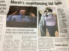 Newspaper front page, about Daniel Marsh